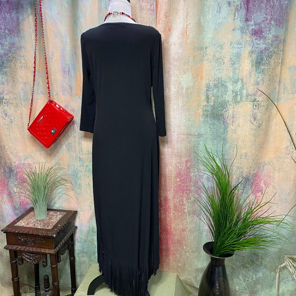 Rare Find 📌Calvin Klein Asymmetrical Dress with Wide Fringes - Picture 3 of 16